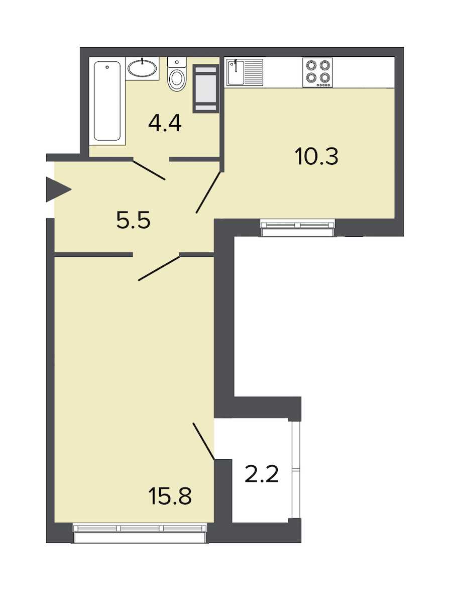 Однокомнатная квартира в : площадь 36 м2 , этаж: 9 - 13 – купить в Санкт-Петербурге